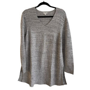 J.Jill Pure Jill Grey Heathered Long Tunic Sweater Cotton Modal Linen Size XL